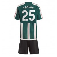 Maglie da calcio Manchester United Jadon Sancho #25 Seconda Maglia Bambino 2023-24 Manica Corta (+ Pantaloni corti)
